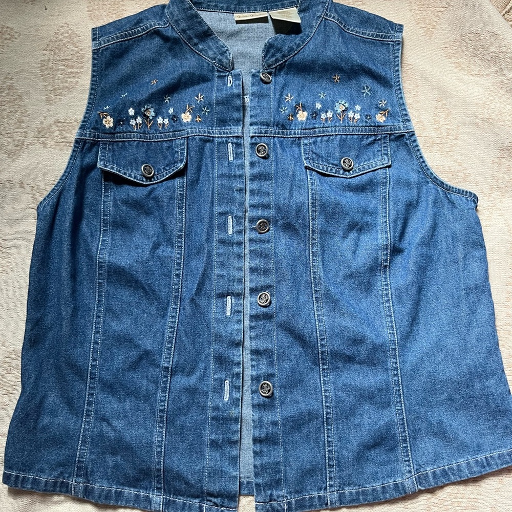 Embroidered Denim Vest